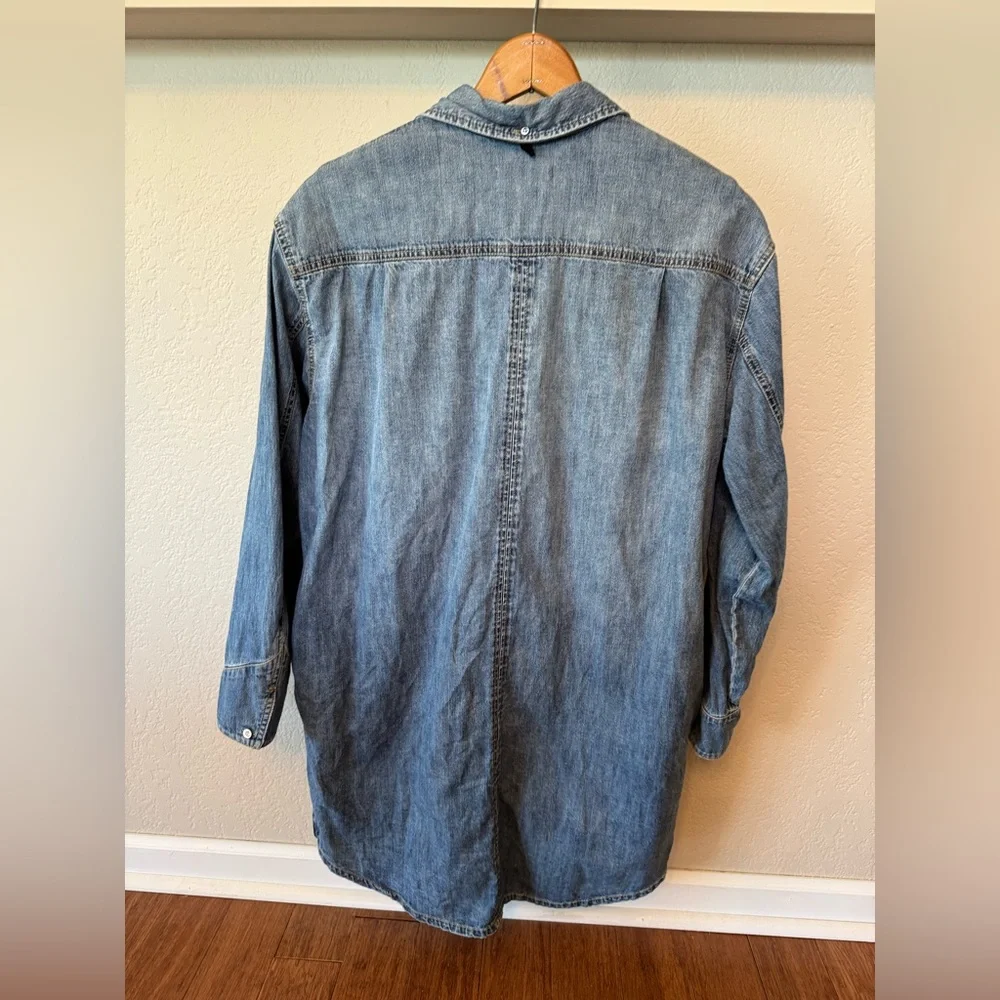 SOLD⚫️Rag & Bone Relaxed Fit Denim Shirt Dress Pockets Women’s Large - Picture 7 of 13